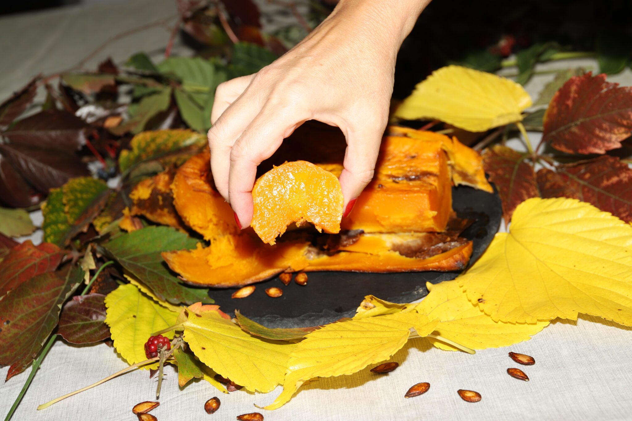una fetta di zucca cotta al forno