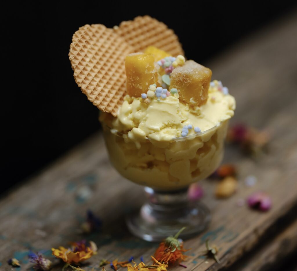 Gelato al mango con la gelatiera